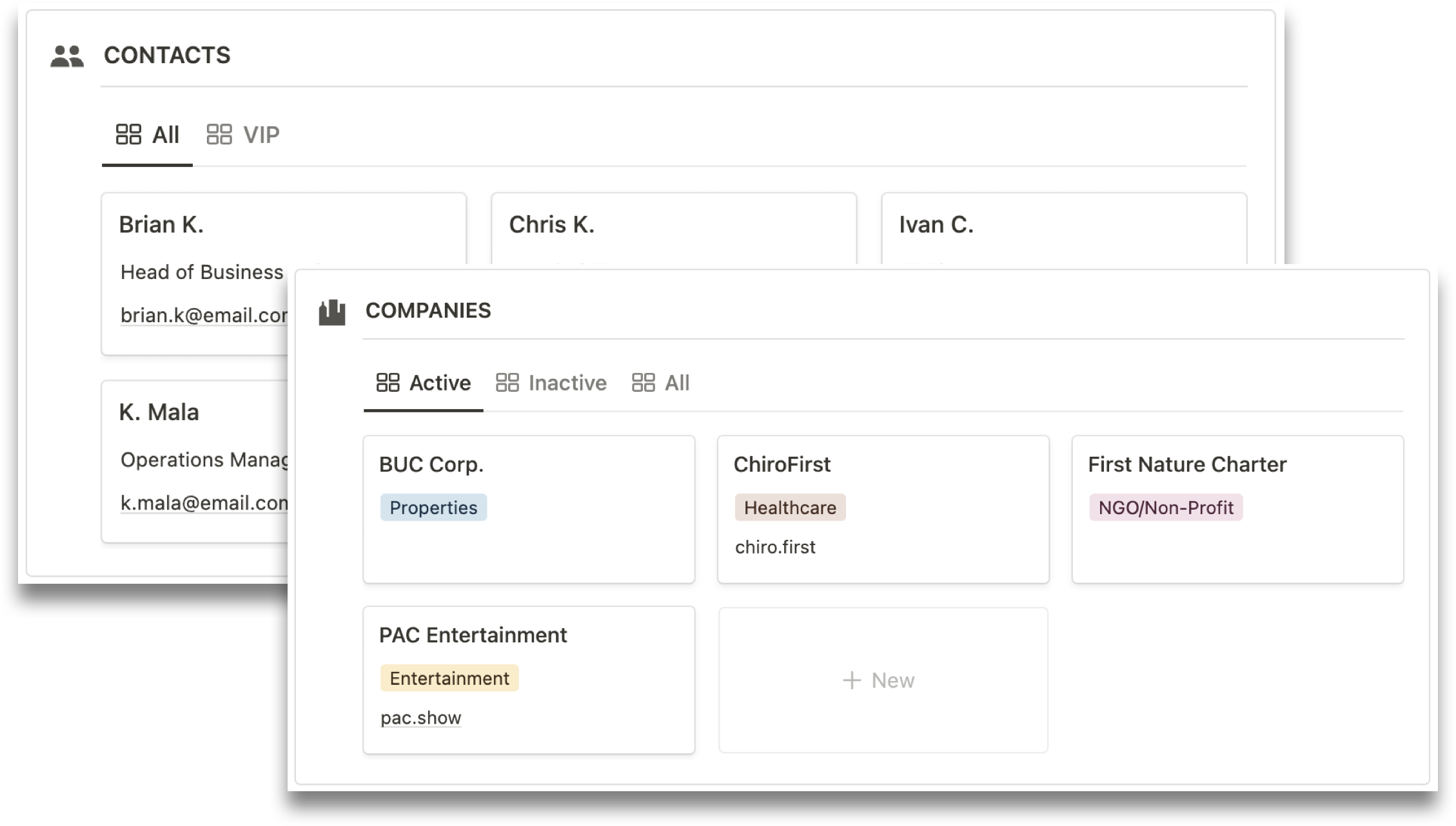Flow - Contacts & Companies